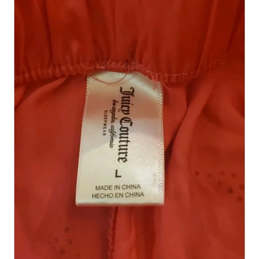 Juicy Couture Pink Satin Sleep Shorts Sz Large Rhinestone Logo On Back Lounge‎